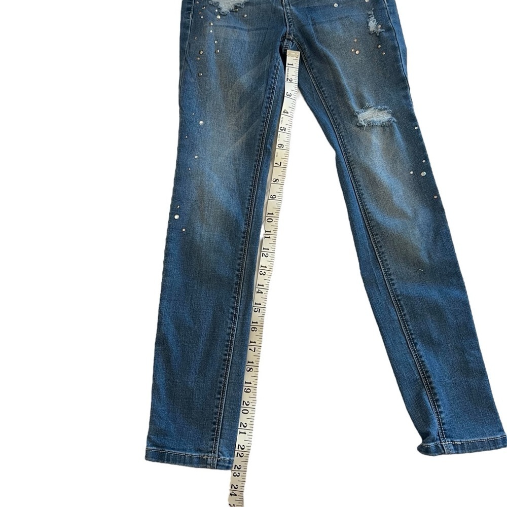 Imperial Star Aina Rhinestone Distressed Stretch Skinny Jeans - Picture 8 of 9